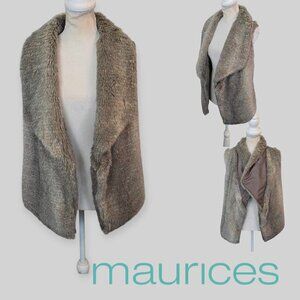 Maurices Women's   Brown Faux Fur  Open Vest Jacket Size Medium Soft